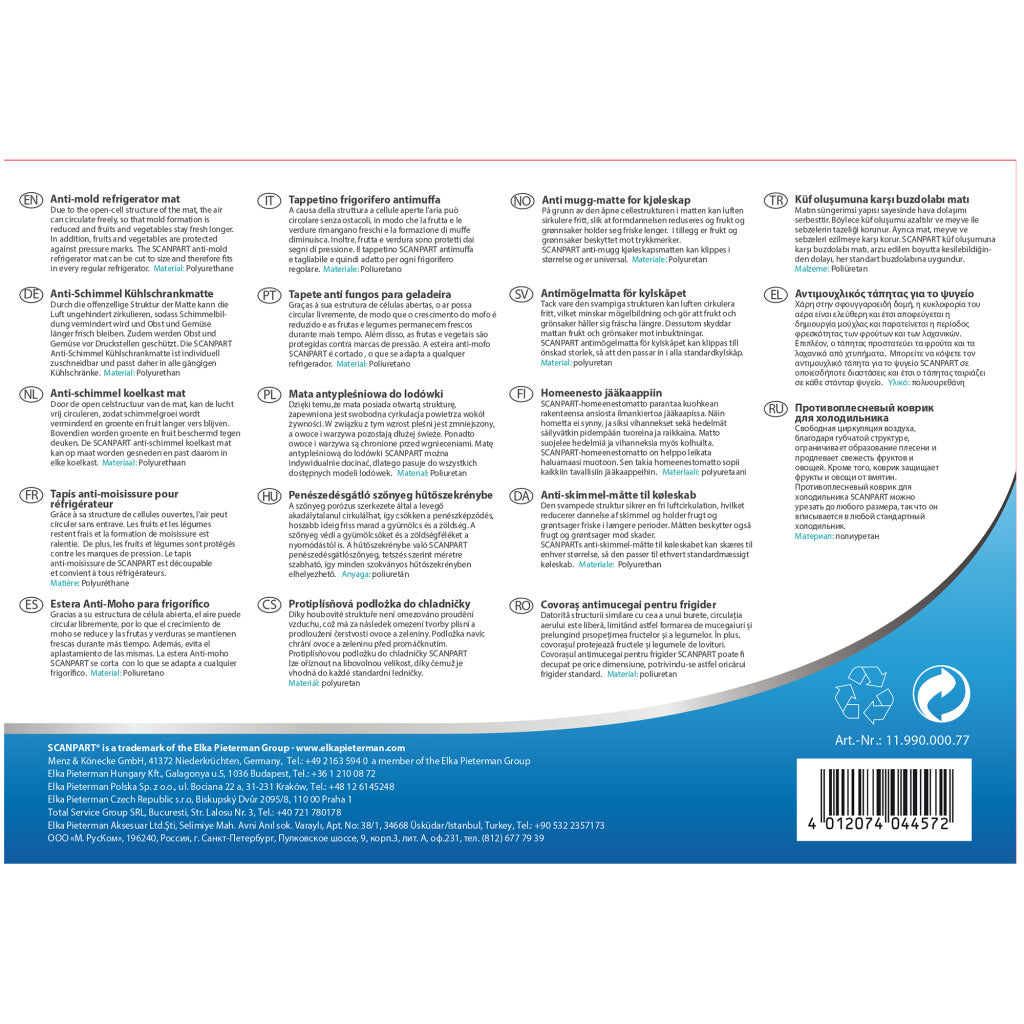 Scanpart Anti-Mold Refrigerator Mat 46x29.5 cm - Moisture Absorbing Solution