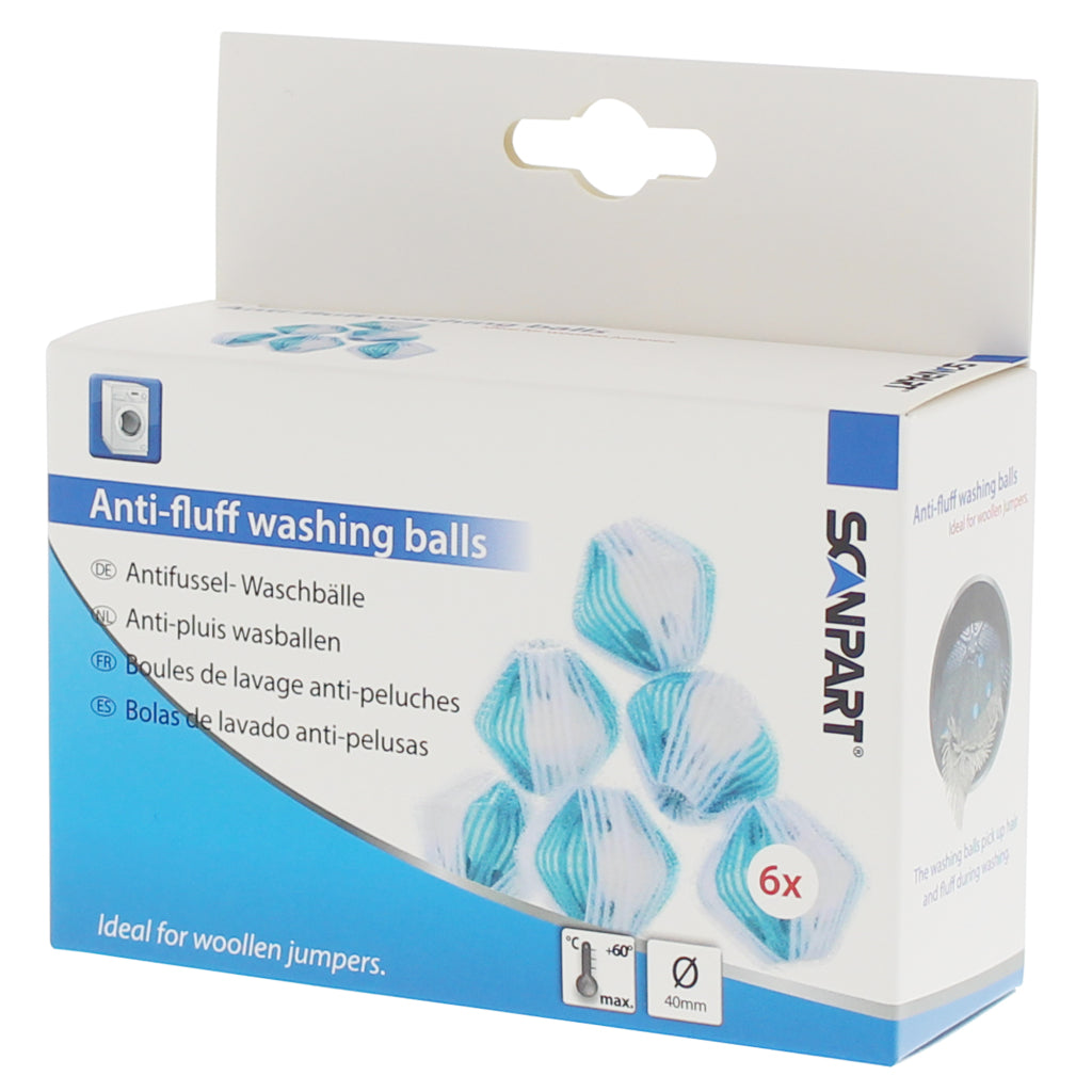 Scanpart Anti-Lint Washing Machine Balls 4 cm 6 Pieces Blue/White