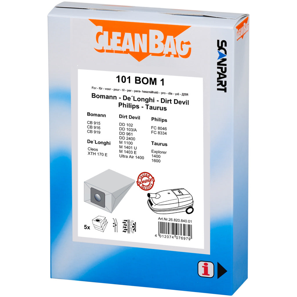 Scanpart Cleanbag 101bom1 Dust Bag - Compatible with Bomann Cb915-916-919