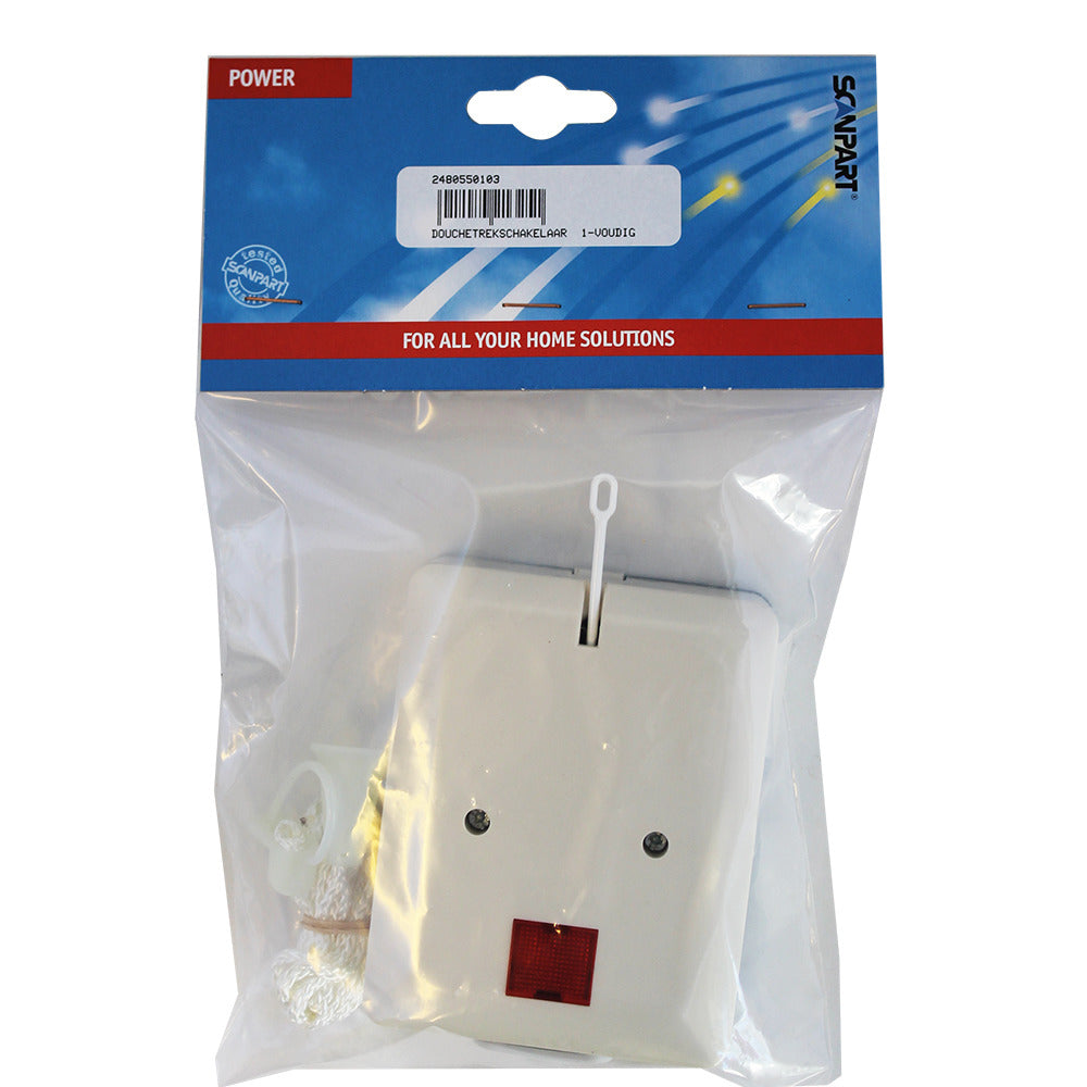 Scanpart Single Shower Pull Switch - 16 A - Grey - CE Approved
