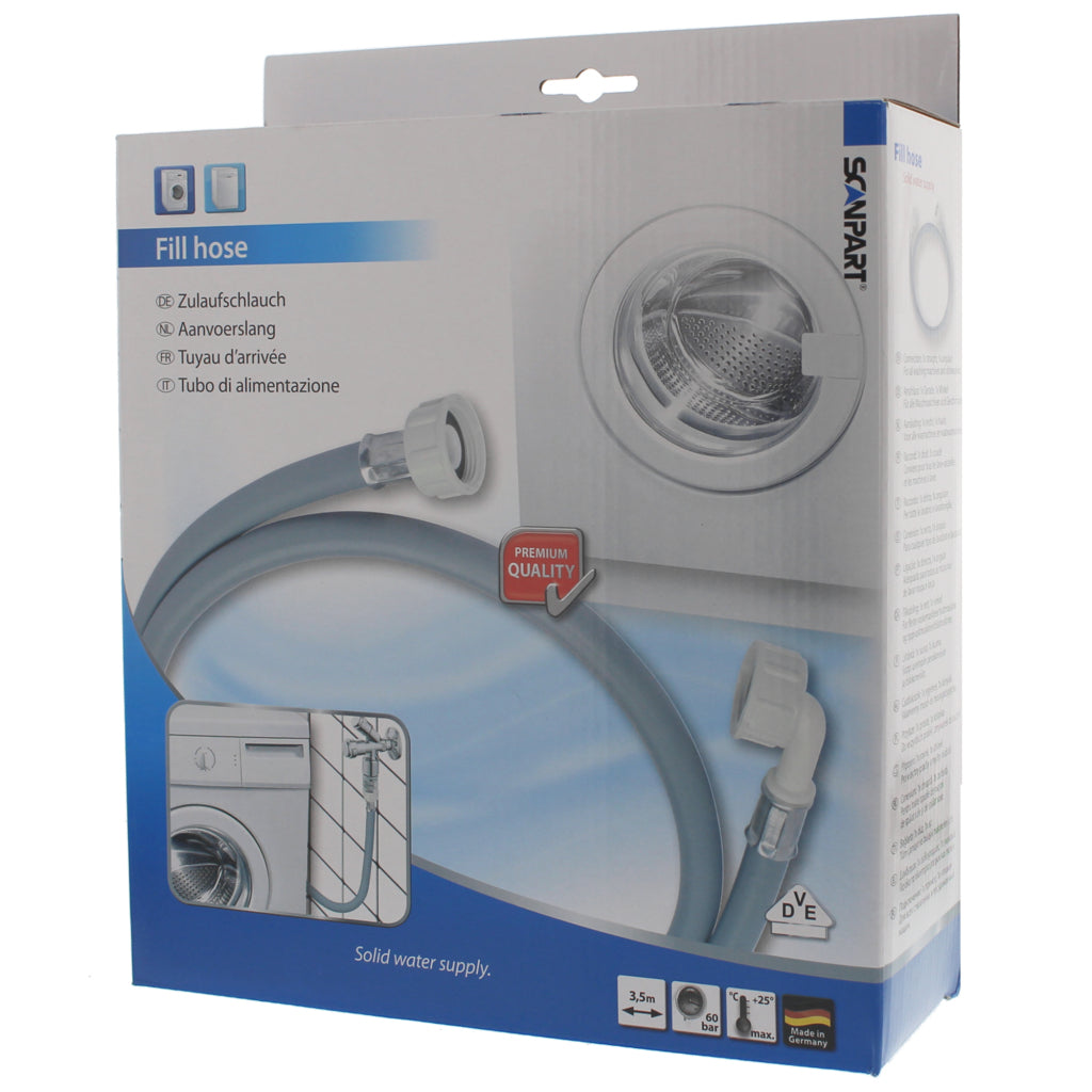 Scanpart Supply Hose 350 cm for Washing Machines and Dishwashers