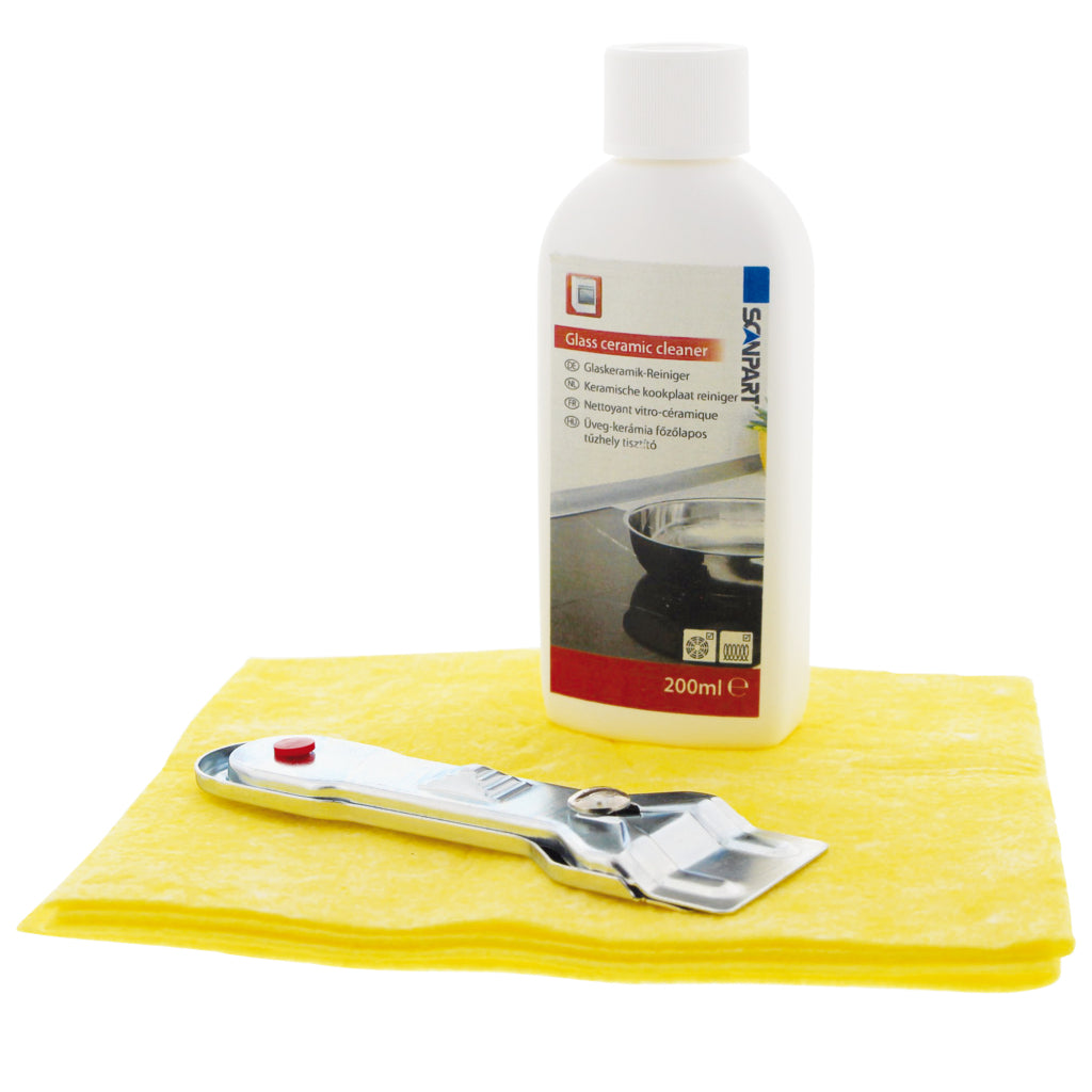 Scanpart Ceramic Hob Maintenance Set - Includes Scraper and Cleaning Cloth - 200 ml