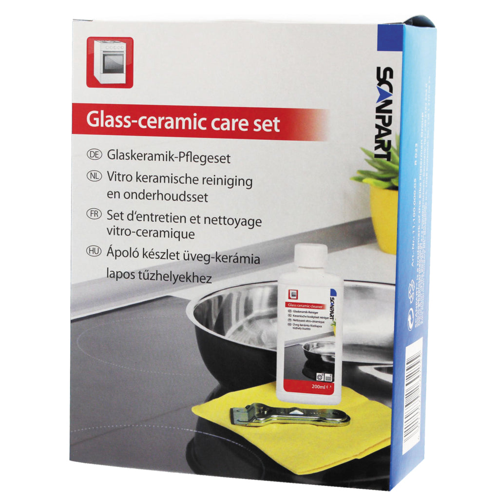 Scanpart Ceramic Hob Maintenance Set - Includes Scraper and Cleaning Cloth - 200 ml