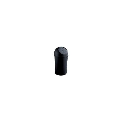 helit Abfallbehälter mit Push-Einwurfklappe, 25 Liter schwarz, rund, aus PP, Durchmesser: 315 mm, Höhe: 615 mm (H2401295) afbeelding 1