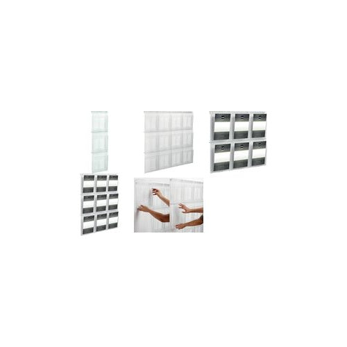 helit Wanddisplay "the placativ", 9 x DIN A4 hoch, glasklar aus Polystyrol, Fachmaße: (B)245 x (T)35 x (H)235 mm, - 1 Stück (H6812102) afbeelding 1