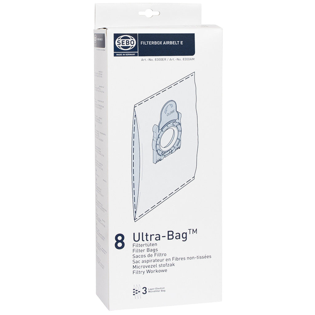 Sebo Dust Bag Airbelt E/ 8 - 8 Pieces - Fleece - 3 Layers - Original