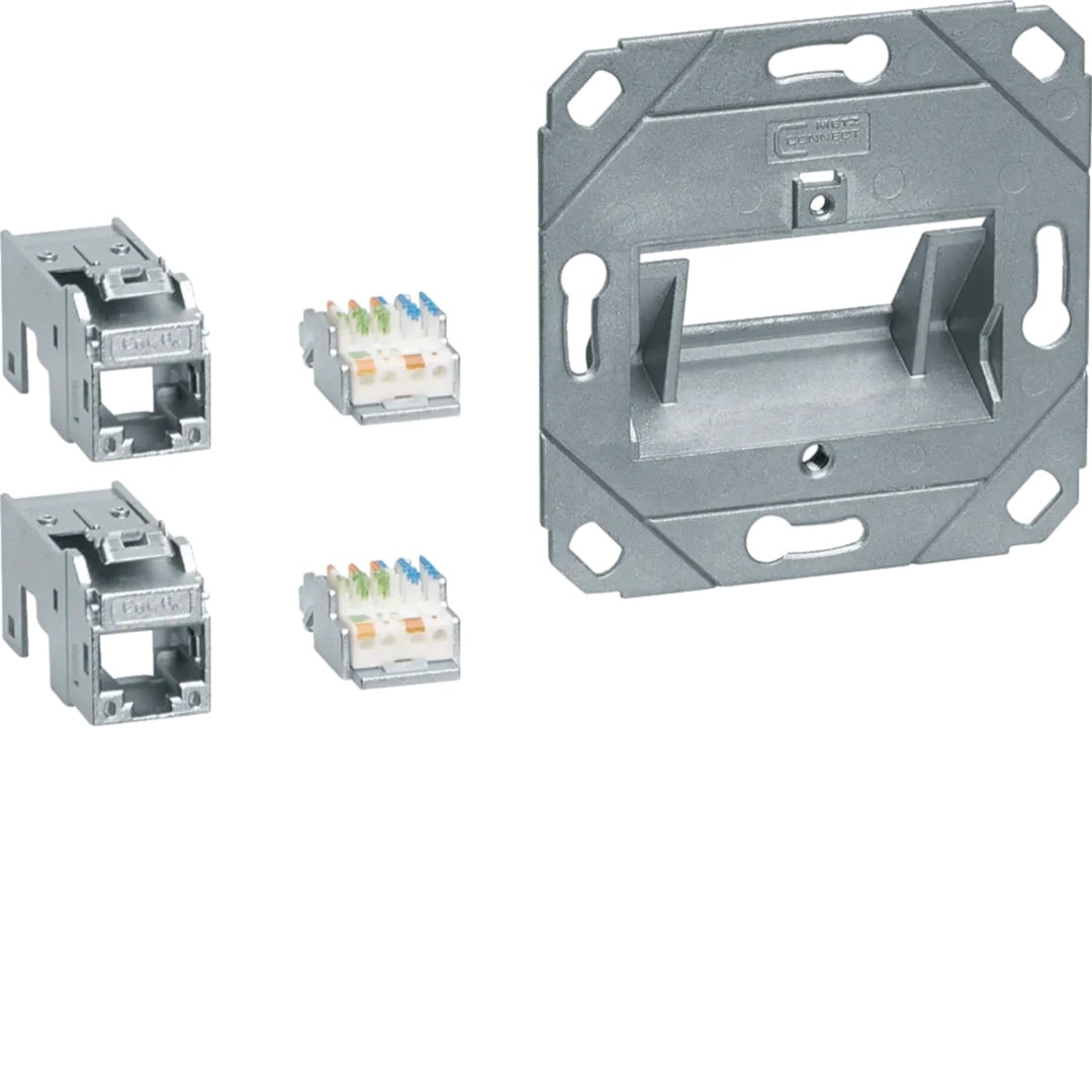 Hager GMKSRJ45C6A2 Anschluss Modul 2x RJ45 Cat.6a f.zentralscheibe UAE 2f hfr (GMKSRJ45C6A2) - 4012740986489 - afbeelding 1