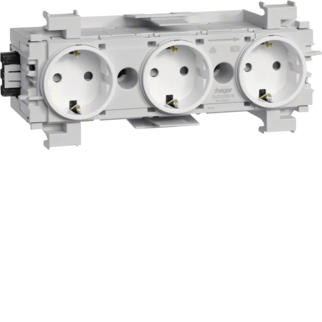 HAGER GS30019016 Steckdose 3-fach Wago Steck/Klemmtechnik (GS30019016) - 4012740993739 - afbeelding 1