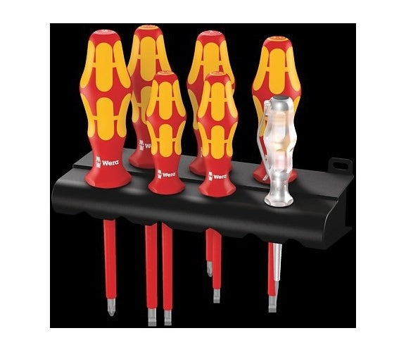 Wera Schraubendrehersatz VDE, 7-teilig, 160i/7 Serie Kraftform Plus 100 VDE (4 Schlitz- + 2 Kreuzschlitz-Schraubendreher) plus Spannungsprüfer einpolig Typ 247 (006147) afbeelding 3