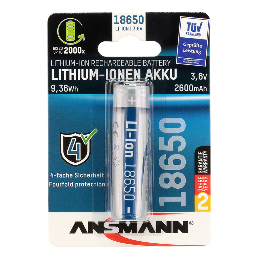 Ansmann Battery 18650 3.7V 2600mAh Rechargeable Li-ion 2600ma