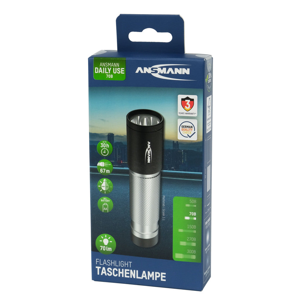 Ansmann Flashlight 70b 70 Lumen - Handy LED Metal Flashlight