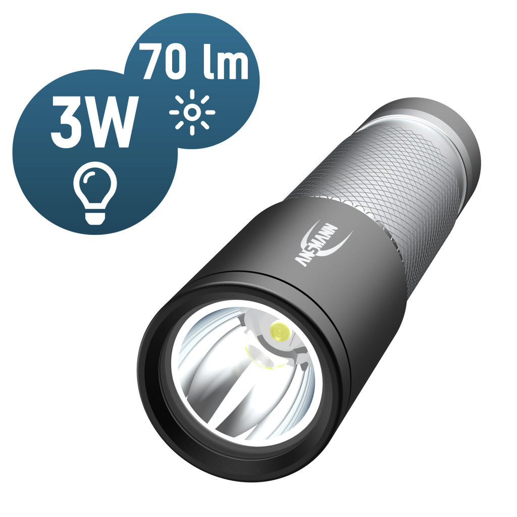 Ansmann Flashlight 70b 70 Lumen - Handy LED Metal Flashlight