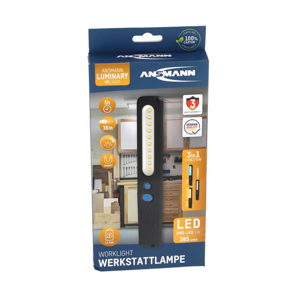 Ansmann LED Work Lamp 3 Light Functions Rechargeable Black