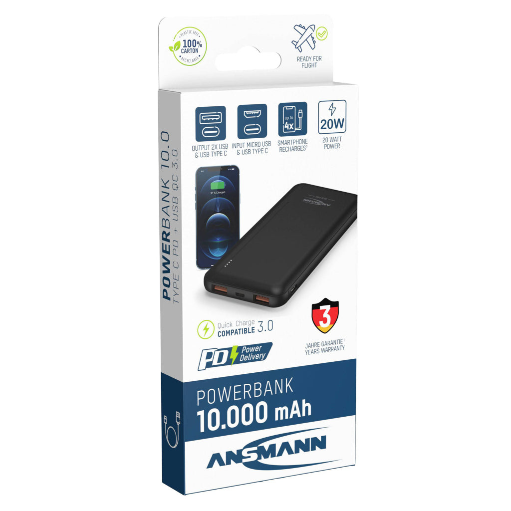 Ansmann Powerbank USB-C 10,000 mAh - Black