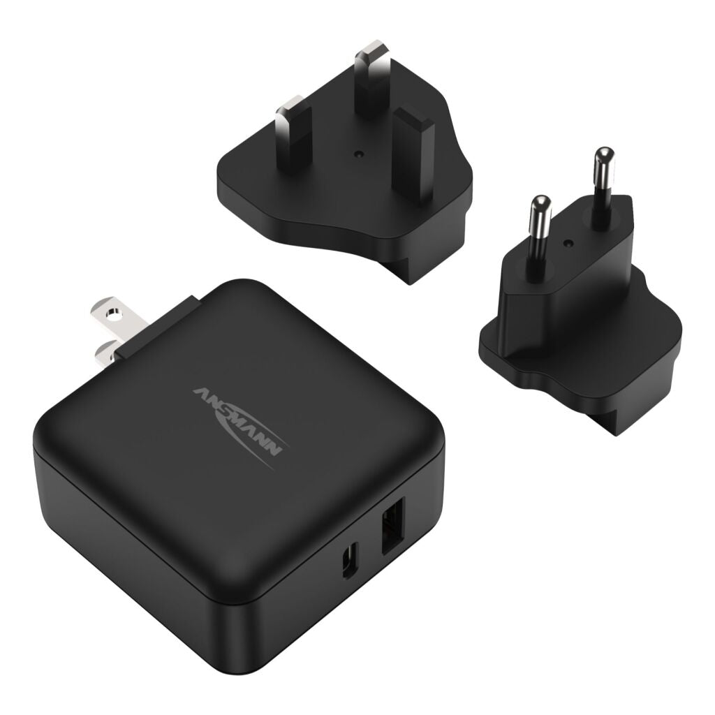 Ansmann USB Travel Charger 30W Interchangeable Plugs Black
