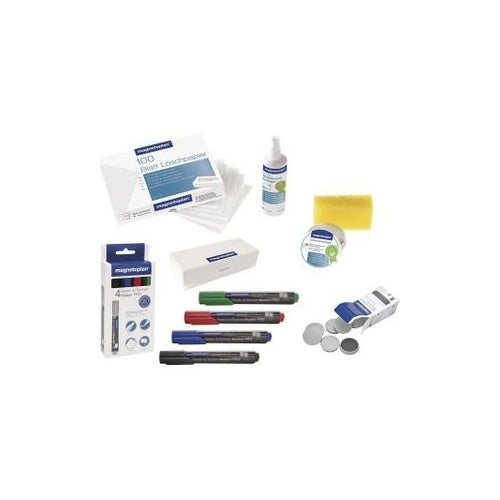 Magnetoplan 12299 - Zubehörset - Mehrfarben - Schwarz - Blau - Grün - Rot - Board cleaning cloth - Tafelreinigungsflüssigkeit - Tafelwischer - Tafelmagnet - Tafelmarker (12299) afbeelding 1