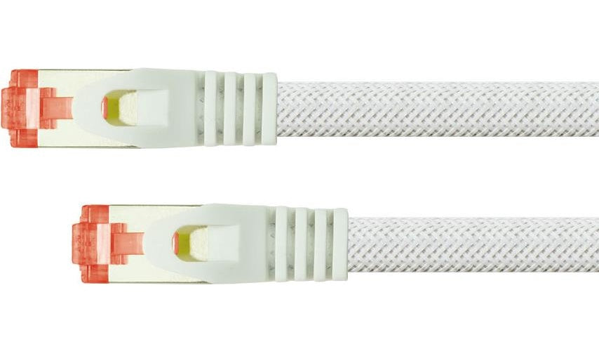 Python Series Patchkabel mit Rastnasenschutz (RNS) und Nylongeflecht - Cat. 6 - S/FTP - PiMF - PVC - 250MHz - OFC - weiß - 20m (8063PY-200W) afbeelding 1