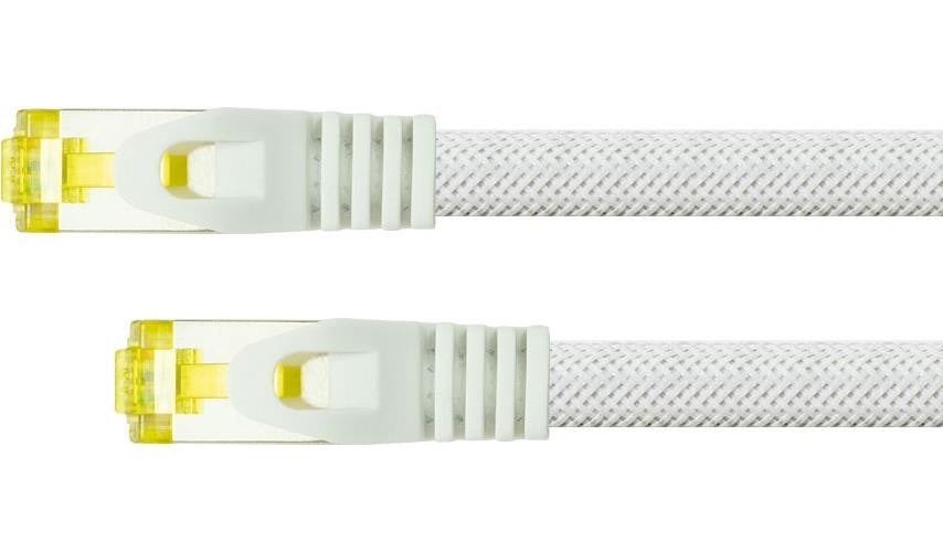 Python Series RJ45 Patchkabel mitCat.7 Rohkabel - Rastnasenschutz (RNS) und Nylongeflecht - S/FTP - PiMF - halogenfrei - 500MHz - OFC - weiß - 25m (8070PY-250W) afbeelding 1