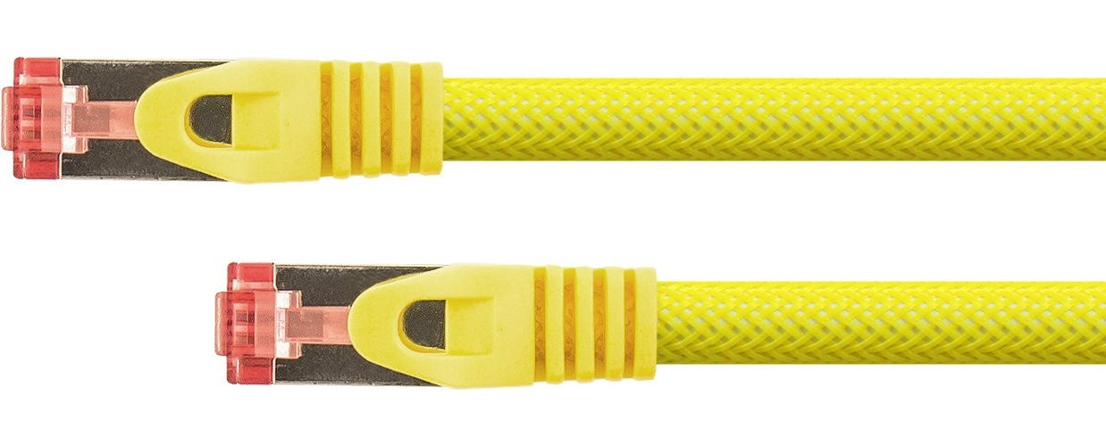 RNS® Patchkabel mit Rastnasenschutz und Nylongeflecht, Cat. 6, S/FTP, PiMF, PVC, 250MHz, OFC, gelb, 15m, PYTHON® Series (8063PY-150Y) afbeelding 1