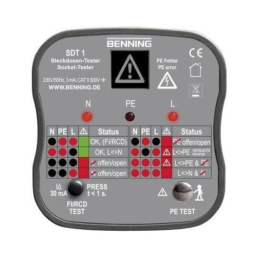 Benning SDT 1 Steckdosentester Schutzkontakt (020053) afbeelding 1