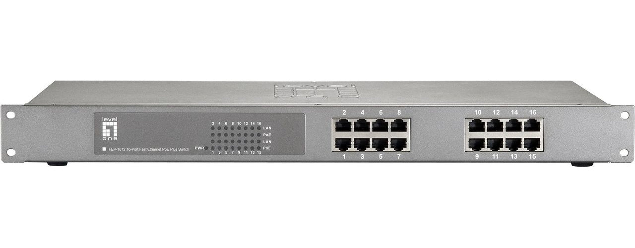 LevelOne FEP-1612 - Fast Ethernet (10/100) - 10BASE-T,100BASE-TX - IEEE 802.3,IEEE 802.3af,IEEE 802.3at,IEEE 802.3u,IEEE 802.3x - Cat3,Cat4,Cat5 - 4000 Eintragungen - 3,2 Gbit/s (FEP-1612W150) afbeelding 1