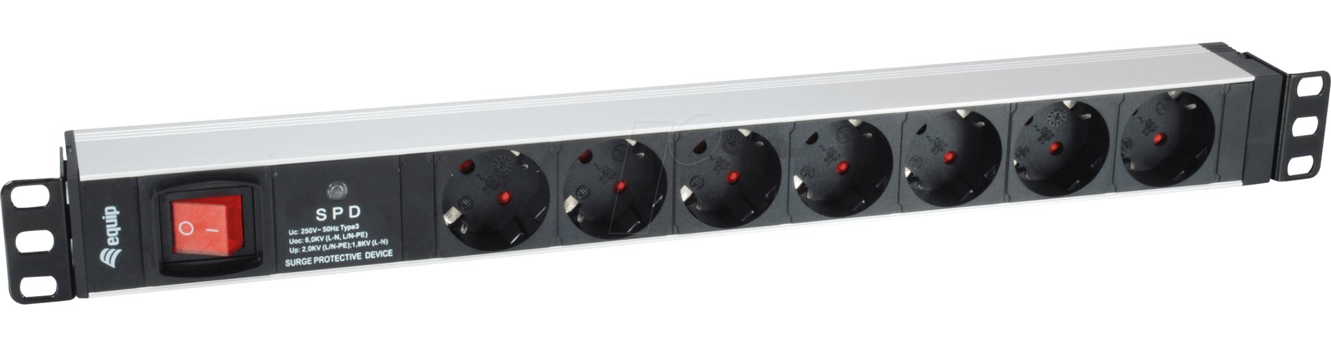 equip Pro - Stromverteilungseinheit (Rack - einbaufähig) - Wechselstrom 220-240 V - 3,5 kW - Ausgangsanschlüsse: 7 - 1U - 1,8m - Deutschland (333309) afbeelding 1