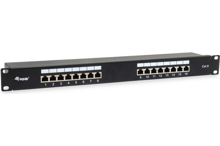 Equip Cat.6 Geschirmtes Patch Panel - Schwarz - 10/100/1000Base-T(X) - Gigabit Ethernet - 1000 Mbit/s - RJ-45 - Cat6 - Schwarz (326417) afbeelding 1
