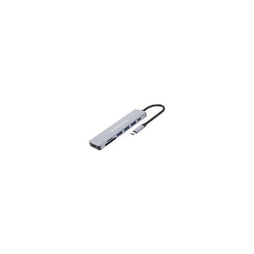 CONCEPTRONIC Dock USB-C-> 7-in-1 HDMI,USB3.0,SD,100WPD grau (DONN19G) - 4015867230886 - image 1