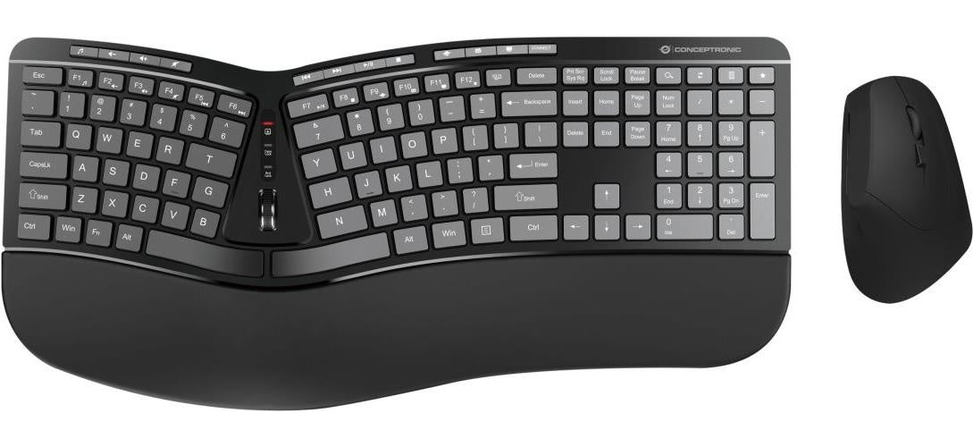 Conceptronic ERGO Kabelloses Set aus ergonomischer Tastatur und vertikaler Maus - englisch (ORAZIO02US) afbeelding 1
