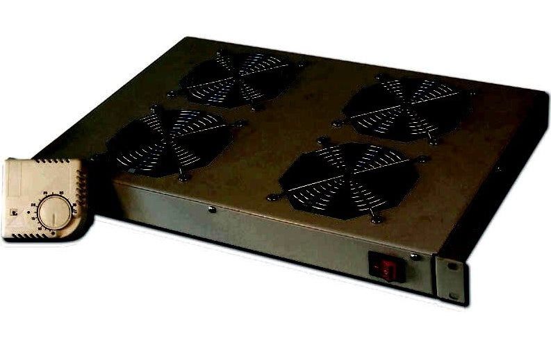 DIGITUS Professional Line DN-19 FAN-4-HO-SW - Rack-Lüftereinsatz - mit 4 Ventilatoren - Schwarz - 48.3 cm (19") - für P/N: DN-19 22U-6/6-EC, DN-19 47U-6/8, DN-19 SRV-42U-GD, DN-19 SRV-47U-8-SW-G afbeelding 1