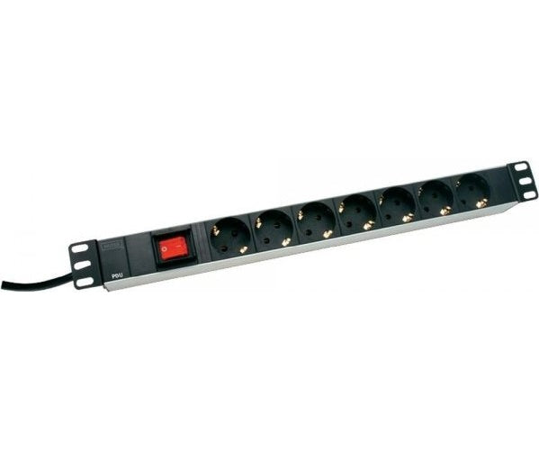 DIGITUS Professional DN-19 PDU-7S - Steckdosenleiste - Wechselstrom 230 V - Ausgangsanschlüsse: 7 - 48.3 cm (19") - 2 m Schnur afbeelding 1