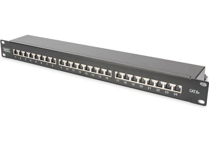 DIGITUS Professional DN-91624S-EA-B - Patch Panel - RJ-45 X 24 - Schwarz, RAL 9005 - 1U - 48.3 cm (19") afbeelding 1