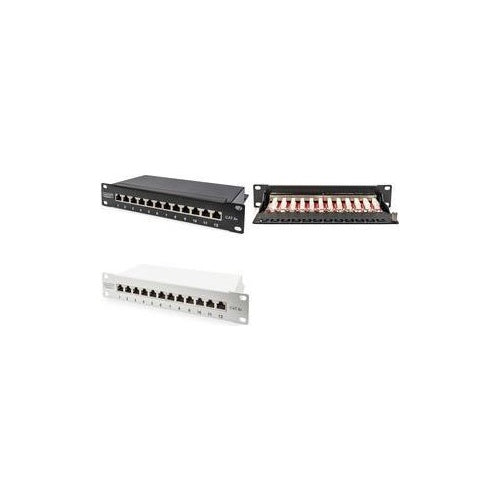 DIGITUS DN-91612S-EA-G - Patch Panel - Rack montierbar - RJ-45 X 12 - Grau, RAL 7035 - 1U - 25,4 cm (10") (DN-91612S-EA-G) afbeelding 1