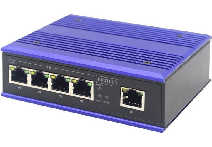 DIGITUS Professional DN-650105 Industrial - Switch - unmanaged - 5 x 10/100 - an DIN-Schiene montierbar - Gleichstrom (DN-650105) afbeelding 1