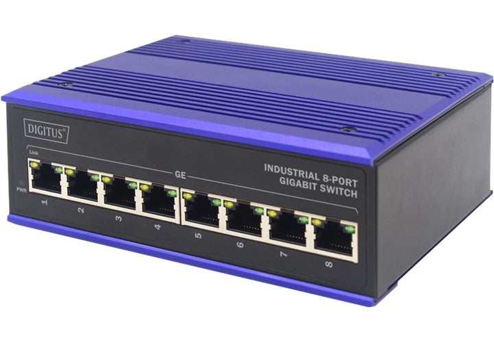 DIGITUS Professional DN-651119 Industrial - Switch - unmanaged - 8 x 10/100/1000 - an DIN-Schiene montierbar - Gleichstrom (DN-651119) afbeelding 1