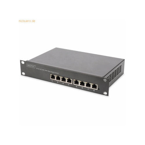 DIGITUS DN-95331 - Switch - L2+ - managed - 8 x 10/100/1000 (PoE+) - Desktop, an Rack montierbar - PoE+ (80 W) afbeelding 1
