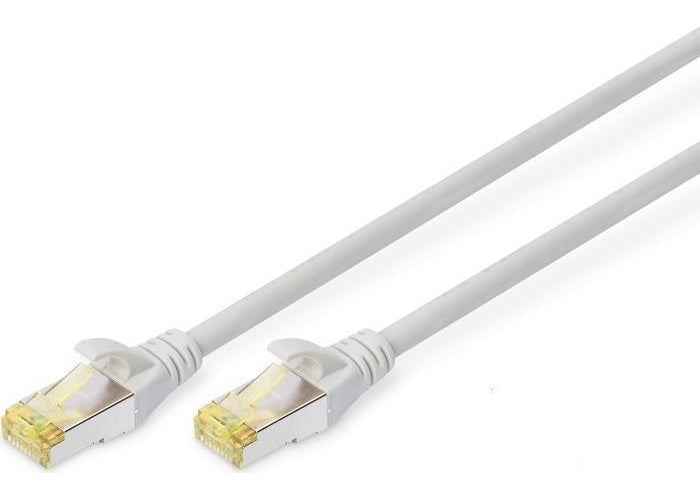 DIGITUS - Patch-Kabel - RJ-45 (M) bis RJ-45 (M) - 3 m - S/FTP - CAT 6a - geschirmt, halogenfrei, geformt, ohne Haken - Grau (Packung mit 10) afbeelding 1