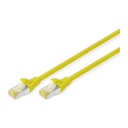 DIGITUS - Patch-Kabel - RJ-45 (M) bis RJ-45 (M) - 2 m - S/FTP - CAT 6a - halogenfrei, geformt, ohne Haken - Gelb (Packung mit 10) afbeelding 1