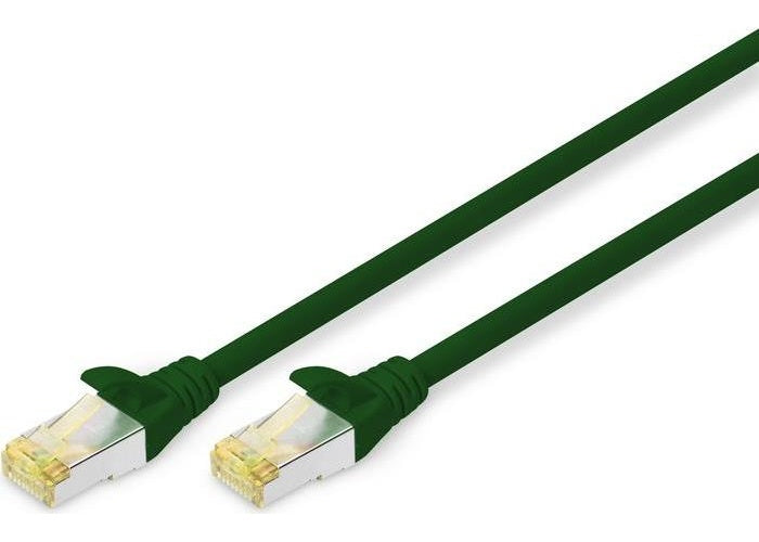DIGITUS - Patch-Kabel - RJ-45 (M) bis RJ-45 (M) - 3 m - SFTP - CAT 6a - halogenfrei, geformt, ohne Haken - grün (Packung mit 10) afbeelding 1