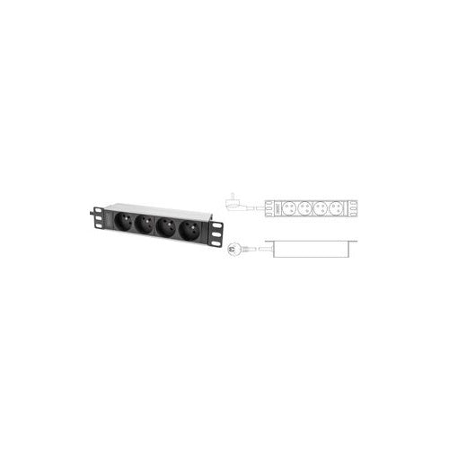 DIGITUS - Stromverteilungseinheit (Rack - einbaufähig) - Wechselstrom 230 V - 4000 Watt - Eingabe, Eingang CEE 7/7 - Ausgangsanschlüsse: 4 (CEE 7/5) - 1U - 25,4 cm (10") - 2,0m Schnur - Frankreich (DN-95418-FR) afbeelding 1