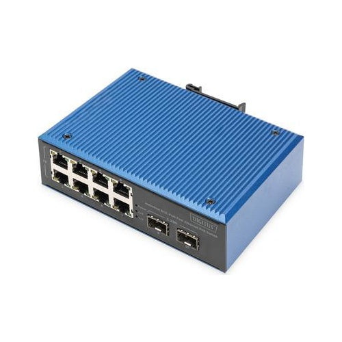 Digitus Industrial 8+2 -Port Fast Ethernet PoE Switch - Unmanaged - Fast Ethernet (10/100) - Vollduplex - Power over Ethernet (PoE) (DN-651147) afbeelding 1