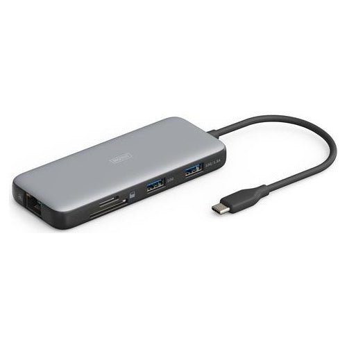 DIGITUS Docking USB-C->HDMI,USB3.2,RJ45,SD,MicroSD,PD Alu si (DA-70914) afbeelding 1