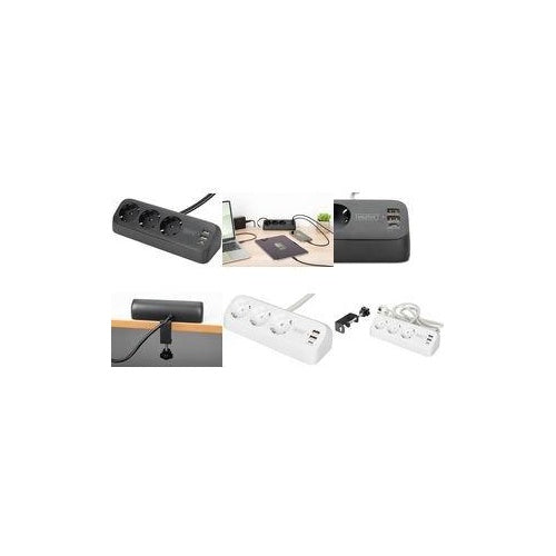 DIGITUS 3-Wege-Schreibtisch-Steckdose 3x Steckdose 2x USB-A 1xUSB-C 3680W 12W 30W - Steckdosenleiste (DA-70625) afbeelding 1