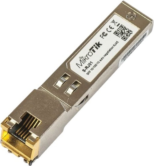 MikroTik S-RJ01 - SFP (Mini-GBIC)-Transceiver-Modul - 1GbE - 10Base-T, 100Base-TX, 1000Base-T - SFP (mini-GBIC) / RJ-45 (S-RJ01) afbeelding 1