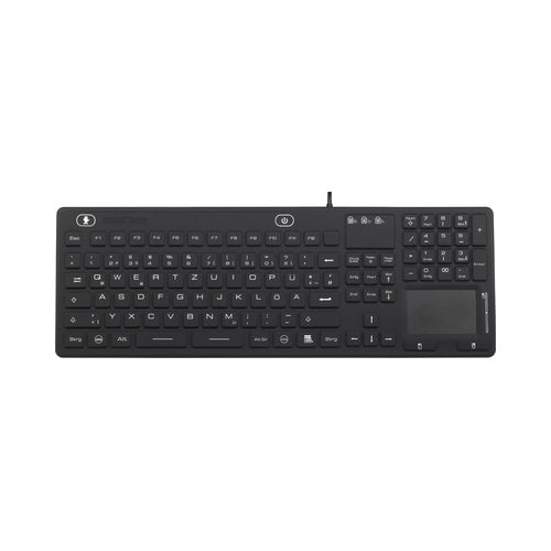 Renkforce IP 68 Industrie USB-Tastatur Schwarz Spritzwassergeschützt, Staubgeschützt, Touch-Oberfläche (iM-IKB110-BK) afbeelding 1