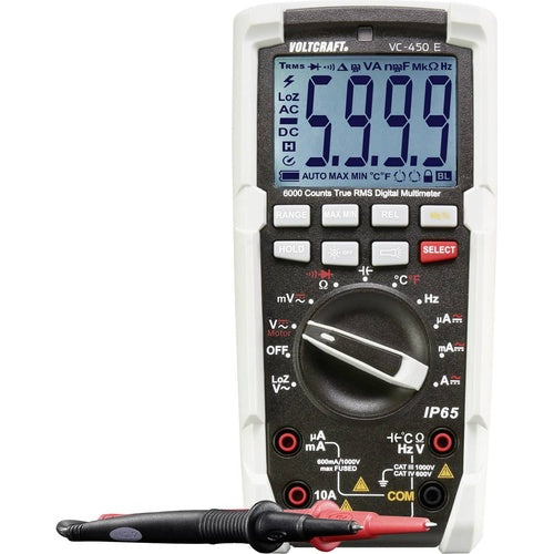 VOLTCRAFT VC-450 E Hand-Multimeter digital Strahlwassergeschützt (IP65) CAT III 1000 V, CAT IV 600 V Anzeige (Counts): 6000 (VC-450 E) afbeelding 1