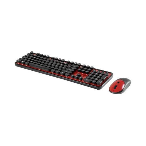 Renkforce Funk-Tastatur,- Maus-Set RF-DS-RETRO Schwarz/Rot (1583220) afbeelding 1