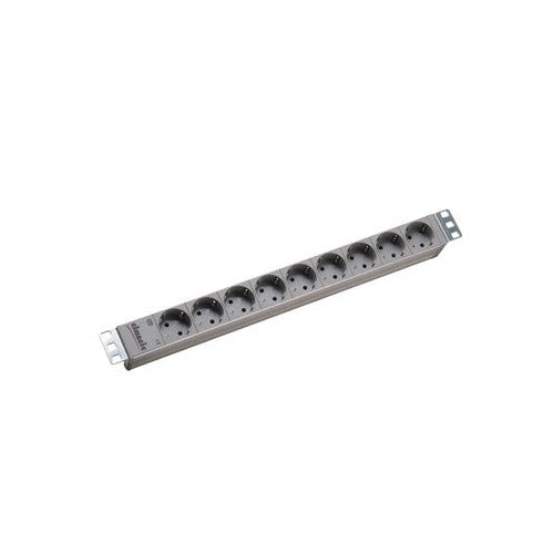 Bachmann 48,30cm (19")-Steckdosenleiste ALU 1HE, 9-fach, lichtgrau RAL7035, Schutzkontakt, 2 m, RAL 7035, ohne Schalter (333.401) afbeelding 1