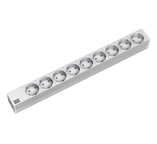 Bachmann 48,30cm (19")-Steckdosenleiste ALU 1HE, 9-fach, lichtgrau RAL7035, Schutzkontakt, 2 m, RAL 7035, ohne Schalter (333.401) afbeelding 2
