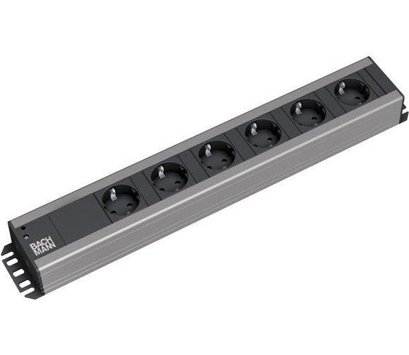 Bachmann Handwerkerleiste 6x Schutzkontakt, 48,30cm (19") -Rack kompatibel, 2 m (300.000) afbeelding 1